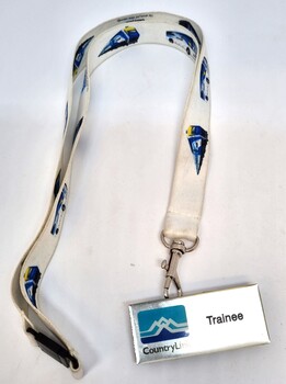 CountryLink staff lanyard and Trainee's badge showing company logo