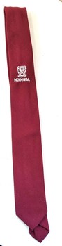 Maroon tie with white embroidered bulldog