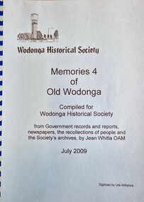 Front cover of Memories 4 acknowledging sources and contribitors.