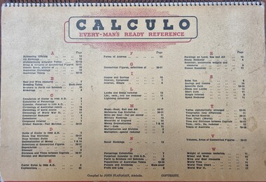 The front cover of the Calculo including index,\.