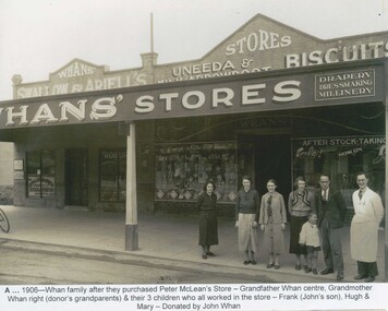 Image of members of the Whan family outside their store 1906