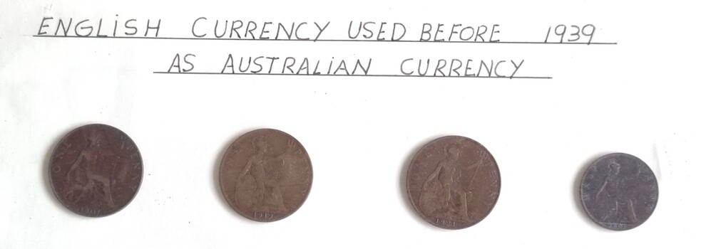 English penny and halfpenny coins used in Australia pre 1939