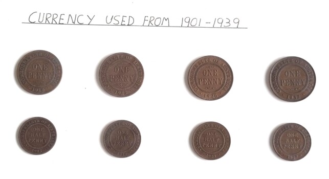 Australian penny and halfpenny coins 1901 - 1939