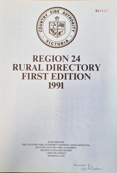 Front cover of directory showing CFA emblem