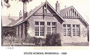 First State School in Wodonga. Sandstone building with large windows