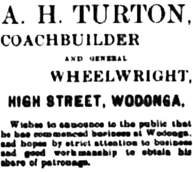 Advertisement from Wodonga Sentinel 1917