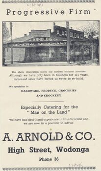 Advertisement for A. E. Arnold General Merchant