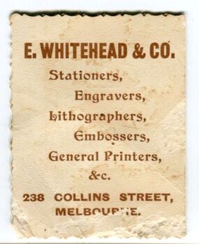 Advertisement for E.Whitehead Printers & Lithographers