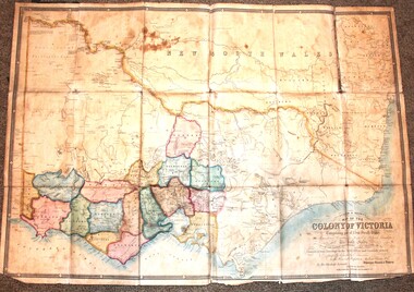 Old map of the Colony of Victoria with coloured markings