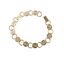 A silver bracelet of interlocking circles with and embossed design
