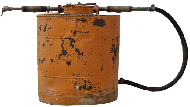 Front view of knapsack unit with REGA and CFA clearly imprinted on front.