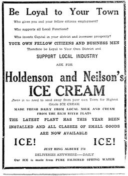 Advertisement promoting buying locally owned products