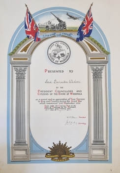 Certificate - Appreciation of Service Ian Darnton Watson