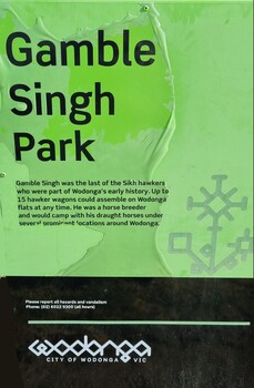 Sign at Gamble Singh Park, Wodonga
