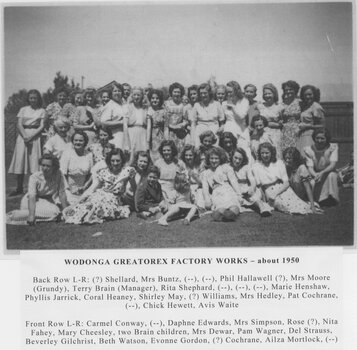 Greatorex Factory Staff Wodonga 1950s
