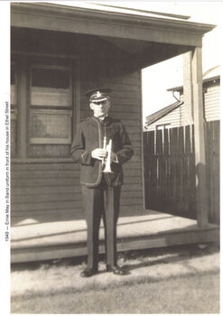 Ernie May in from of his house in Ethel Street