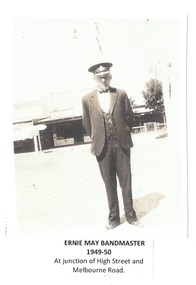 Ernie May Bandmaster 1946 in High Street, Wodonga