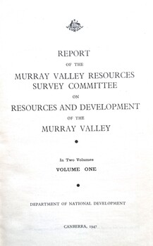 The Resources and Development of the Murray Valley Frontispage