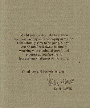 1978 Card from Dr Henry Nowik- Farewell