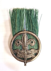 Scout Master's Hat Badge with Scout logo and green plume
