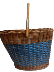 Vintage Brown and Blue Cane Basket