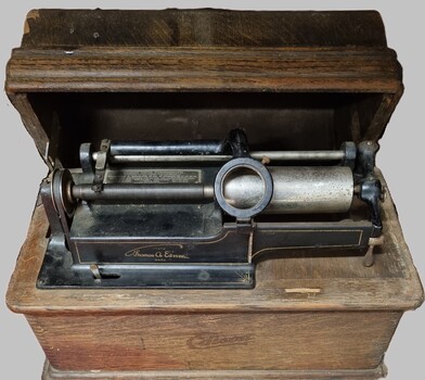 Edison Phonograph in open case