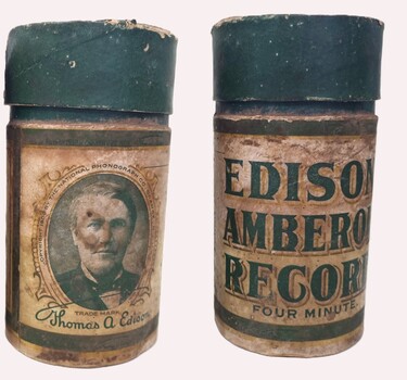 Edison Amberol Record case showing Edison portrait.