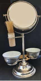 Vintage shaving stand with two bowls and brush