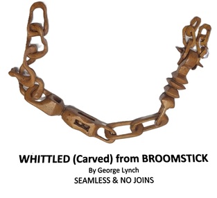 Whittled timber chain made from broomstick