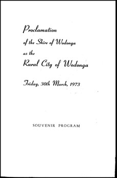 Proclamation of the Rural City of Wodonga Souvenir.