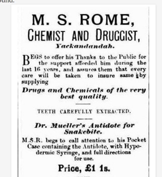Advertisement for Dr Mueller's Antidote for Snakebite