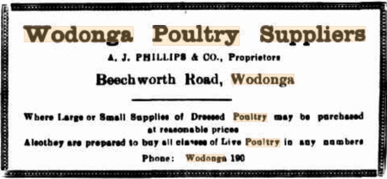 Wodonga Poultry Suppliers Advertisement