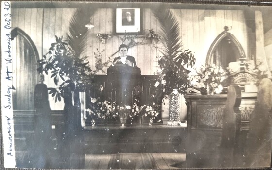 Rev. Bremner conducts Anniversary Sunday Service 1920