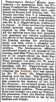 Bremner Hall Opening Wodonga November 1921
