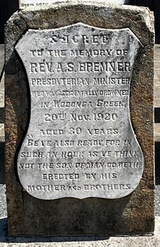 Headstone, Rev. A. S. Bremner, Wodonga Cemetery