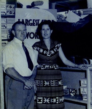 Len and Merle Pilkington at work in Mann's Shoe Department