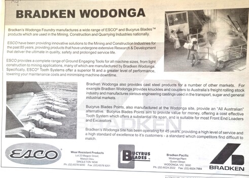 Bradken Newspaper advertising 2000