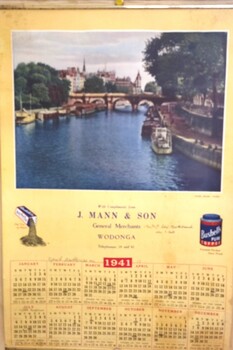 J. Mann & Son General Merchants Calendar 1941