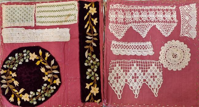 Sampler Page 1 - Embroidery and Crochet