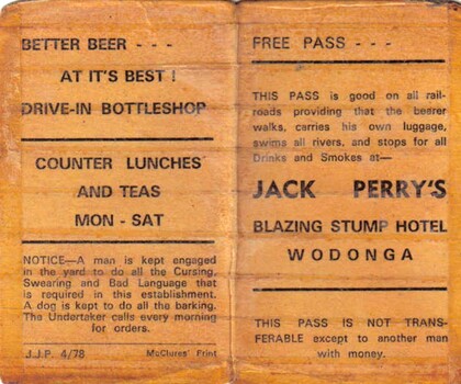 Jack Perry's Blazing Stump Hotel Free Pass cover