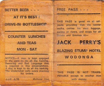 Jack Perry's Blazing Stump Hotel Free Pass cover