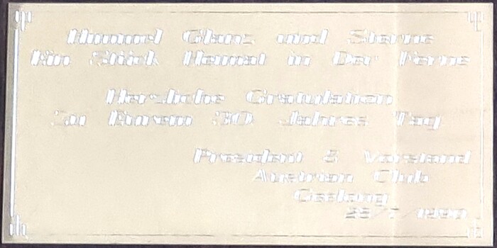 Plaque - German dedication for 30th anniversary