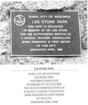 Plaque - Les Stone Park Wodonga