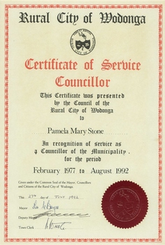 Certificate of Service Wodonga Council