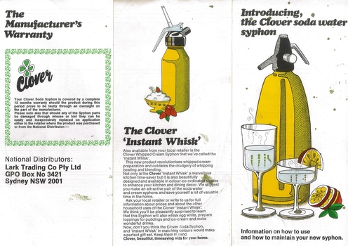 Clover Soda Syphon instructions