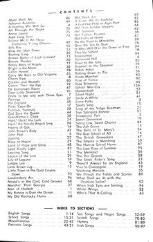 Song Book Contents Page