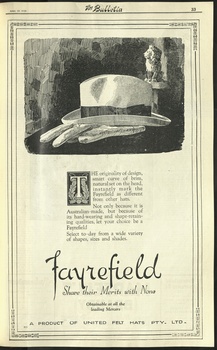 Fayrefield Hats Advertisement 1929