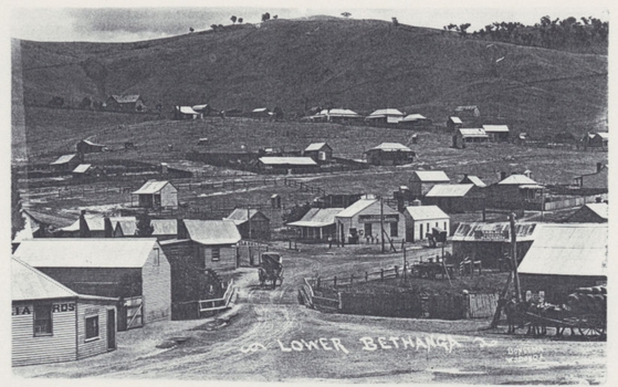 Lower Bethanga Township with hills in the background.