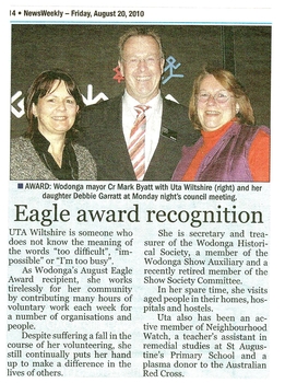 Eagle Award Recognition - Uta Wiltshire
