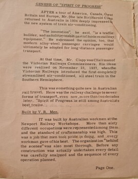 Spirit of Progress, Page One